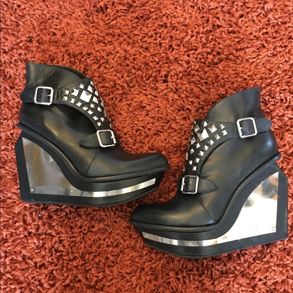 Jeffrey Campbell studded boots exam wedge boots